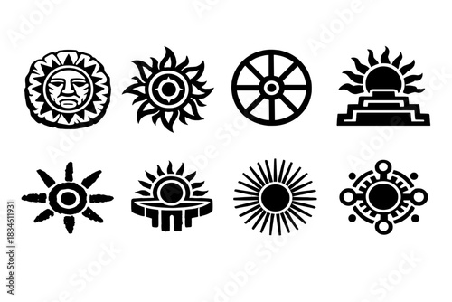 Sun and celestial icons set. Featuring sun, shine, solar, light, energy, heat, warmth, rays, astronomy, illumination.