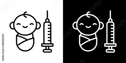 Immunization Icon Of Line Black And White Style