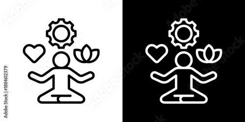 Stress Management Icon Of Line Black And White Style
