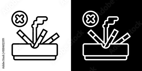 Tobacco Control Icon Of Line Black And White Style