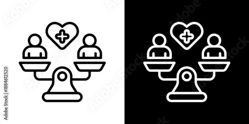 Health Equity Icon Of Line Black And White Style