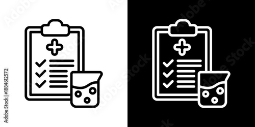 Lab Report Icon Of Line Black And White Style