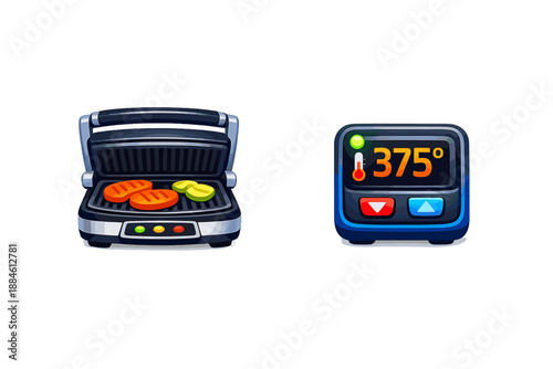 Kitchen and Cooking Icon Set. Containing grill, thermometer, stove, pan, cooking, food, recipe, culinary, bake and more.
