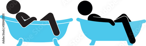 Relaxing silhouette in bathtub on white background