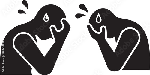 Silhouette of two depressed men with their faces