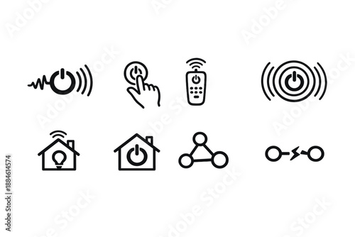 Power and Energy Icon Set. Featuring light, toggle, switch, remote, connection, sound, electricity, home and more.