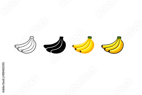 Fruit icon set. Containing banana, apple, orange, grape, cherry, watermelon, kiwi, peach, lemon and more.