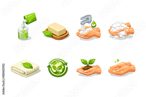 Eco and sustainability icon set. Featuring nature, recycling, conservation, biodegradable, green, organic, renewable, eco-friendly