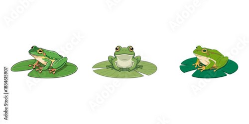 Quadro em tela Frog silhouettes set, large pack of vector silhouette design, isolated white bac