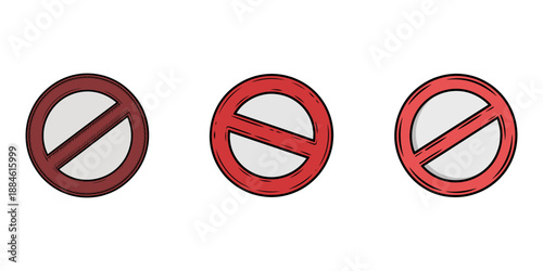Simple circle with diagonal line prohibition sign on transparent background silhouette