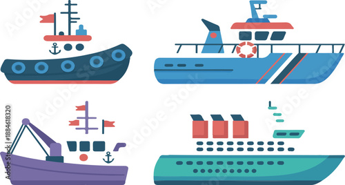 Colorful Cartoon Ships and Boats – Nautical Transport Collection