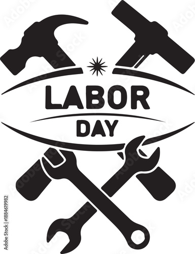 Labor day illustration with tools and equipment on transparent background