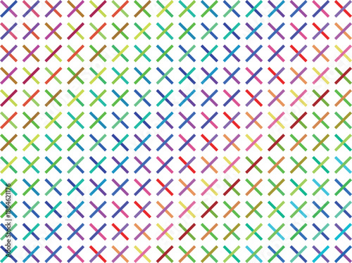 Vibrant multicolor diagonal cross pattern graphic on white background for design