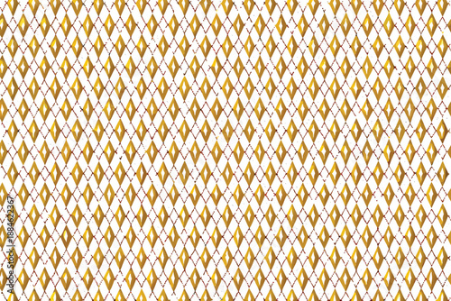 A repeating diamond pattern with golden hues and white background texture