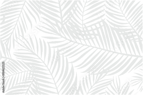 A delicate and repeating pattern of gray tropical palm leaves design