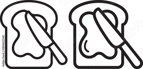 Toast silhouette bread butter knife and breakfast