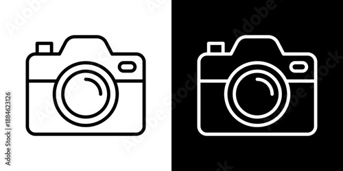 Digital Camera Icon Of Line Black And White Style
