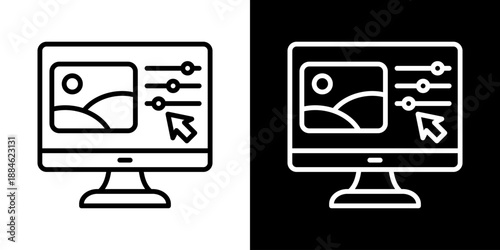 Photo Editing Icon Of Line Black And White Style