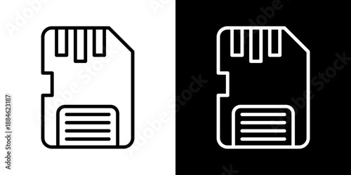 Memory Card Icon Of Line Black And White Style