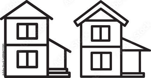 Silhouette of two story house home with doorstep