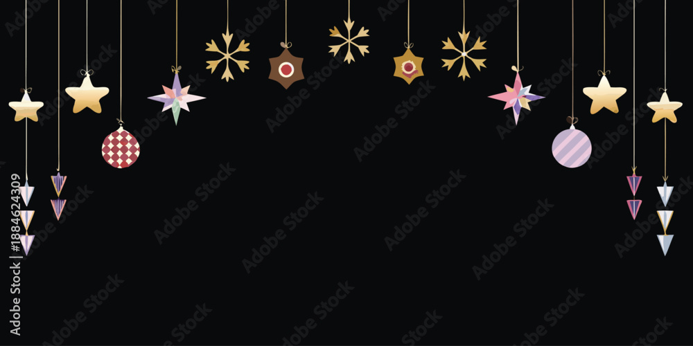 Obraz premium A collection of colorful hanging ornaments displayed against a black background
