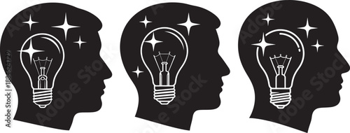Creative mind with lightbulb silhouette illustration
