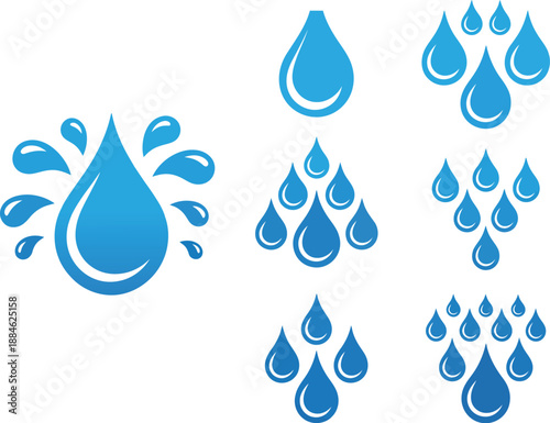 Large Teardrop Shaped Water Droplet with Radiating Splash Pattern Liquid Motion Icon