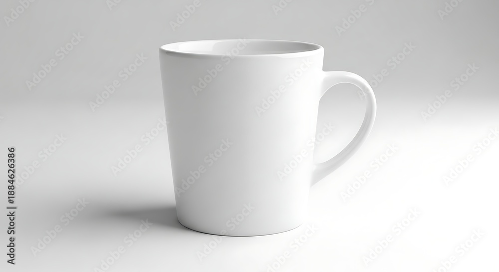 Obraz premium A white ceramic mug with a handle on a plain background