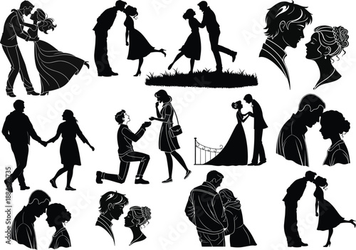 Black couple moment silhouette Valentine Vector 
