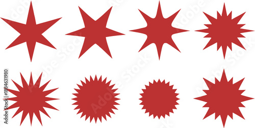 Promotional Starburst Badges Set With Sharp Angular Points And Bursts