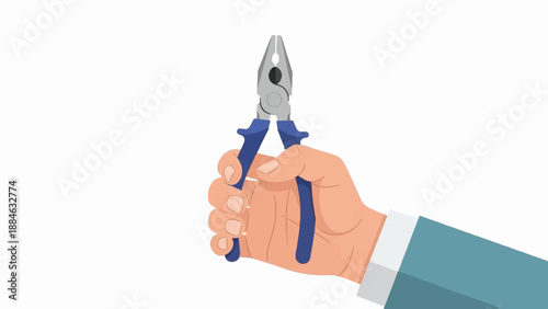 A hand grips a pair of pliers, ready for work