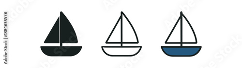 sailboat three small sailboat with white sail and blue hull