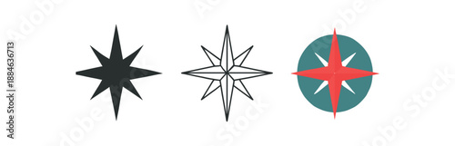 compass three simple compass rose teal and red