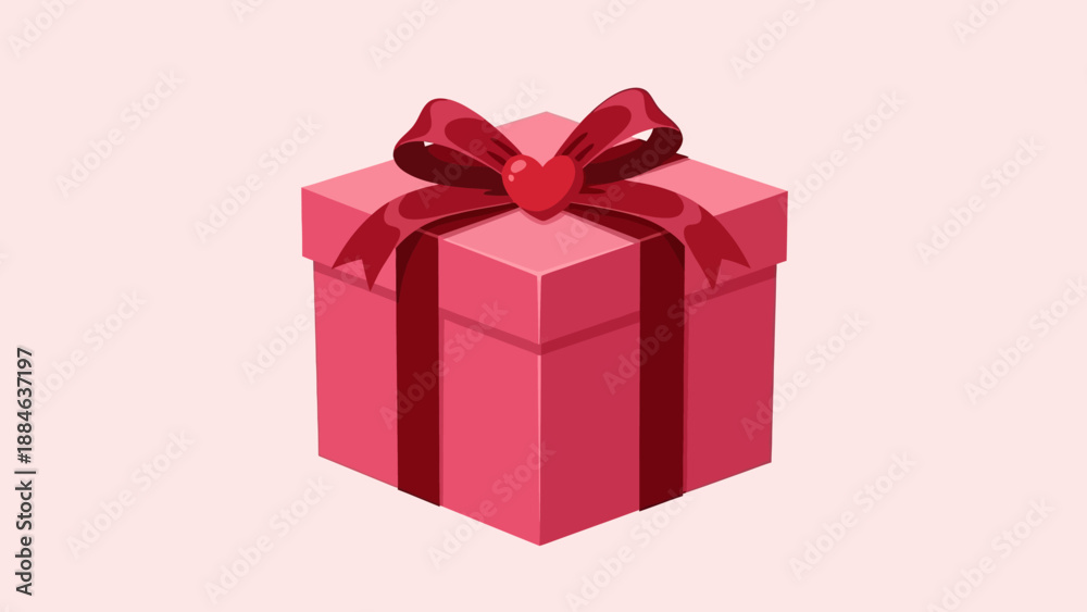 Obraz premium Red Gift Box with Ribbon Decoration.