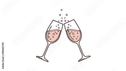 Champagne Flutes Toasting Celebration Party.