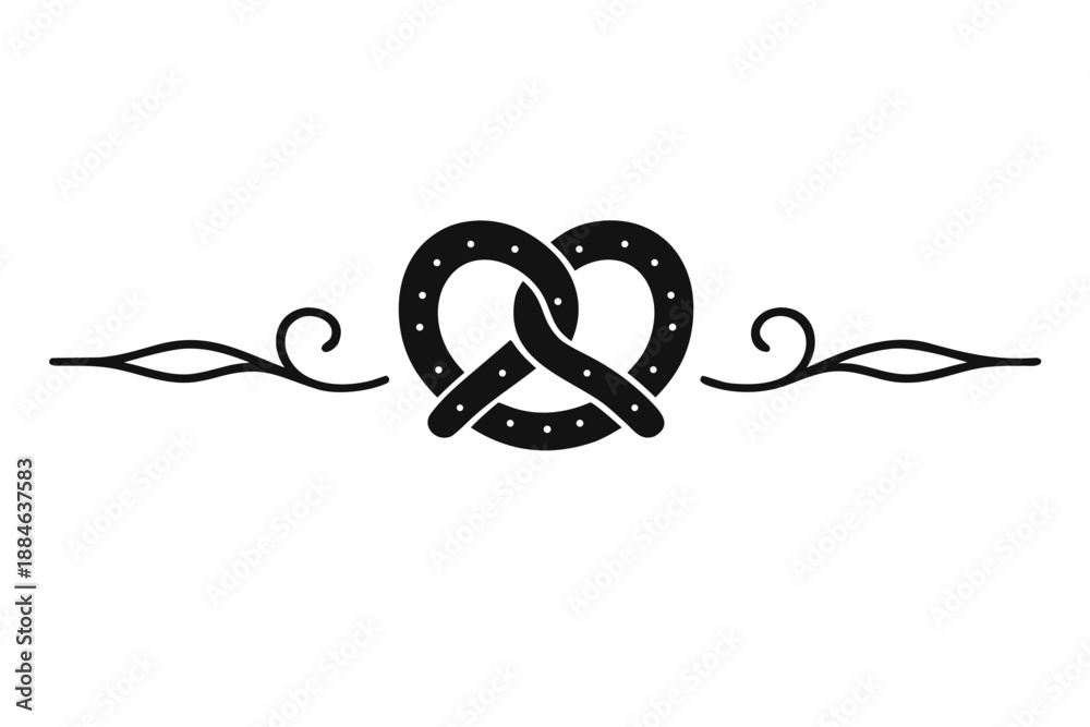 Obraz premium Minimal Pretzel Decorative Divider Line Icon