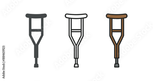 crutch three crutch wood brown and gray