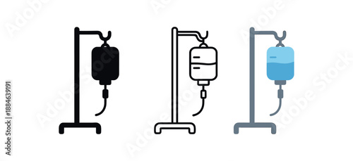 IV drip three IV stand with bag gray and blue