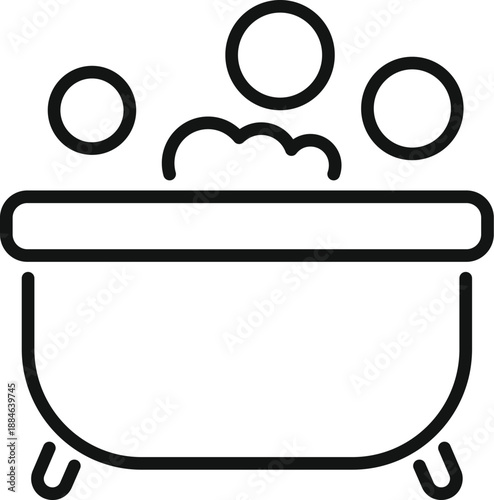 Bathtub outline with bubbles representing hygiene and relaxation concept