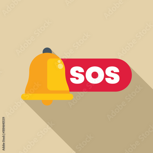 Bell ringing next to a red sos button symbolizing an emergency call for help