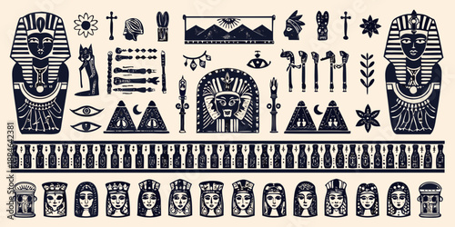 Ancient egyptian motifs and symbols a collection of decorative vintage illustrations