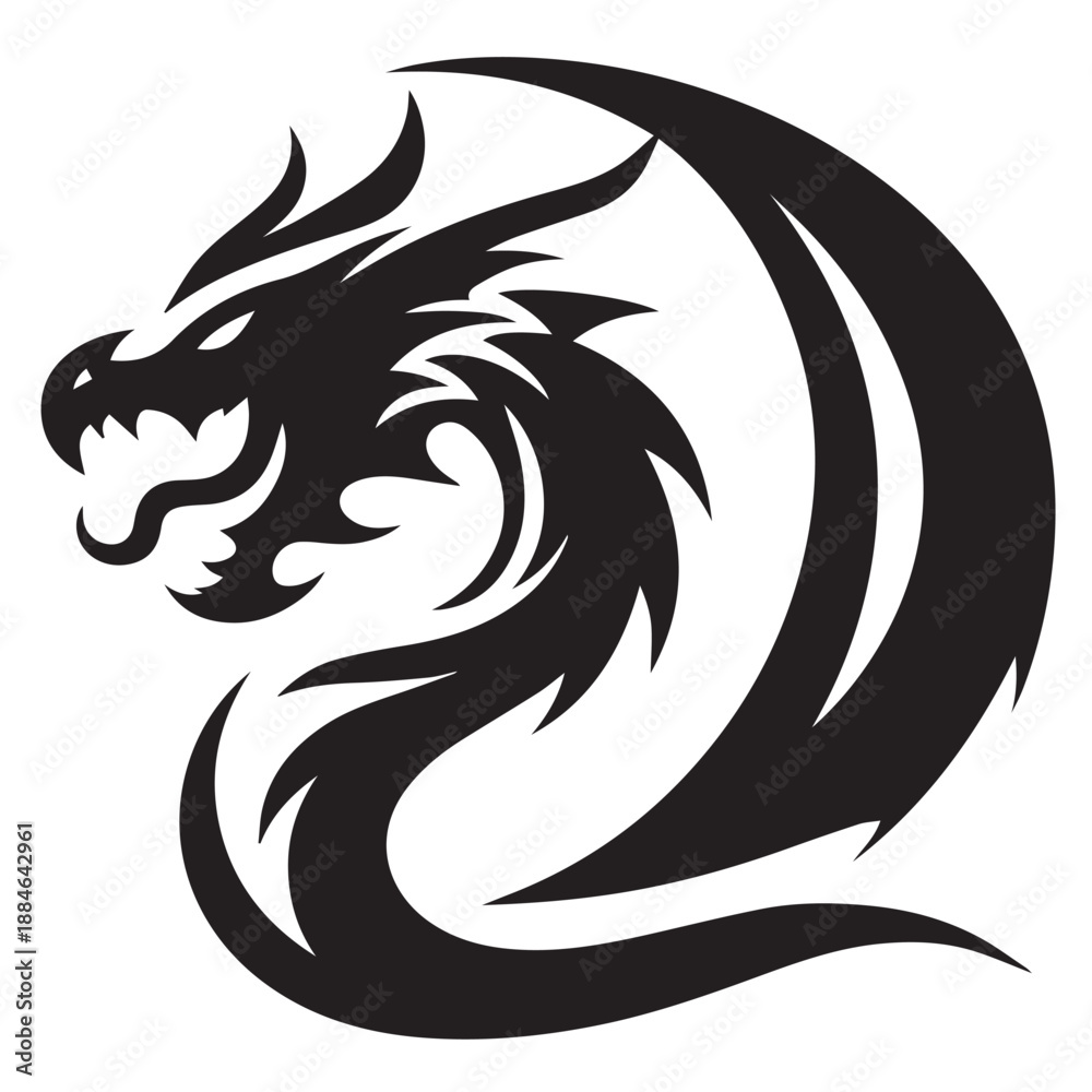 Fototapeta premium Dragon silhouette vector 