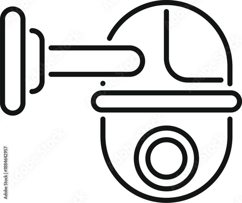 Security camera ensuring surveillance and monitoring protection in a line art style