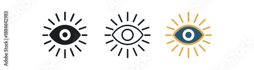 clarity three eye inside simple sunburst circle blue and gold