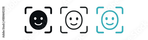 face id three minimal face frame teal and white