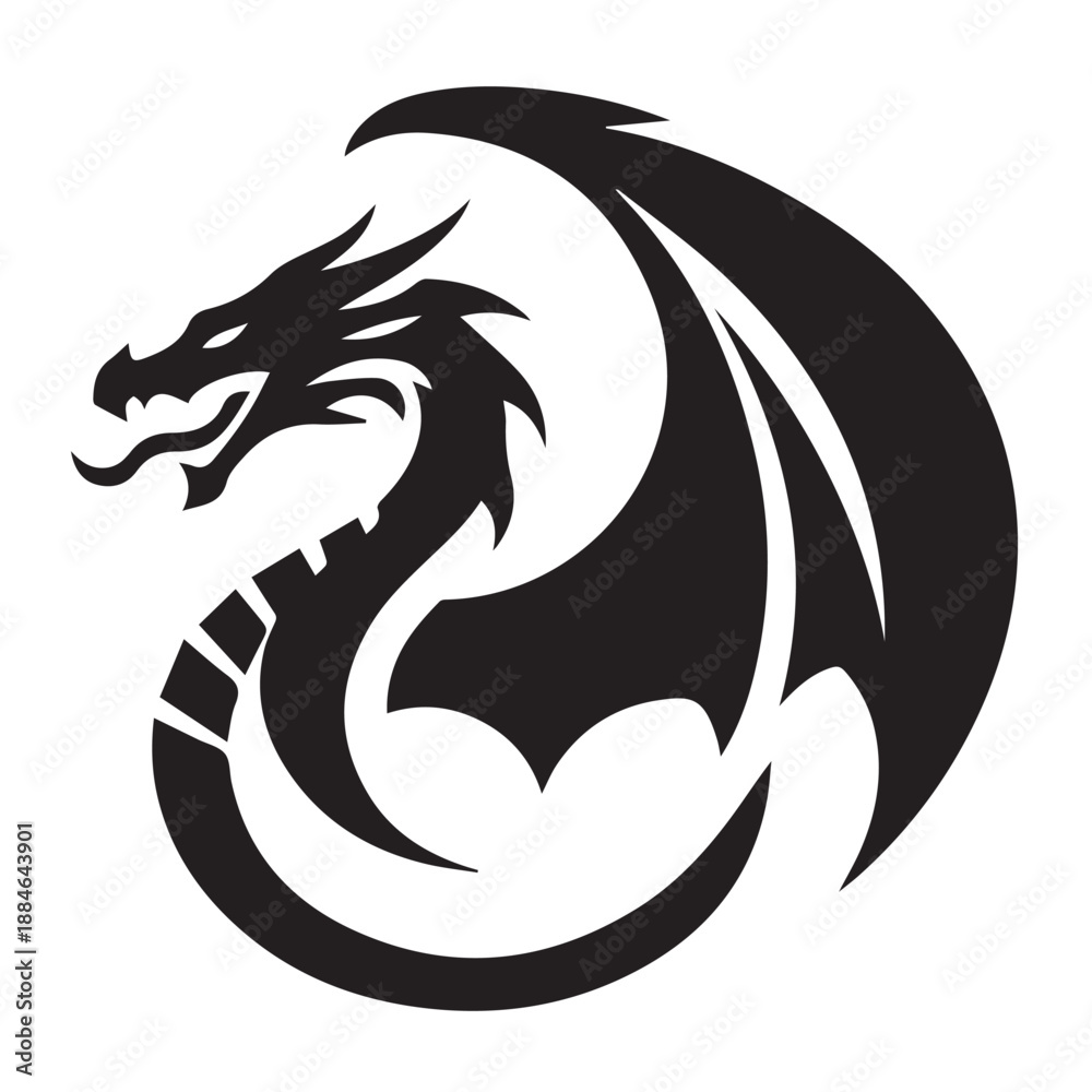 Fototapeta premium Dragon silhouette vector 