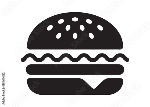 Burger Icon, Editable Solid Vector Illustration