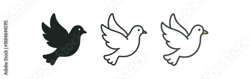 dove three flying dove white with golden beak