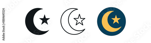 crescent three crescent moon with gold on deep blue circle