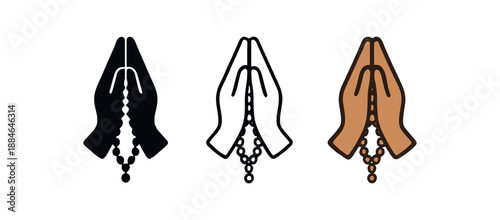 prayer hands with beads three silhouette hands holding bead string warm browns